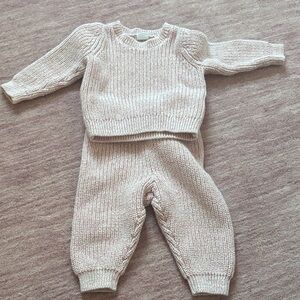 GAP Pink Knit Baby Sweater and pants set